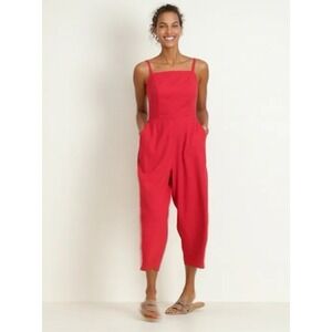 Old Navy Cami Jumpsuit Womens XXL Tomate Juice Linen Blend Wide Leg Pockets